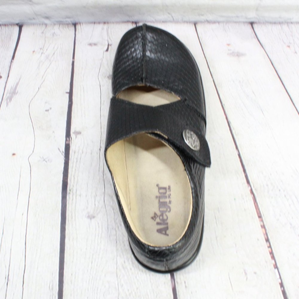 ALEGRIA Kaitlyn Black Snake Skin Texture Embossed Shoes US 9.5-10 / 40 - Picture 6 of 9